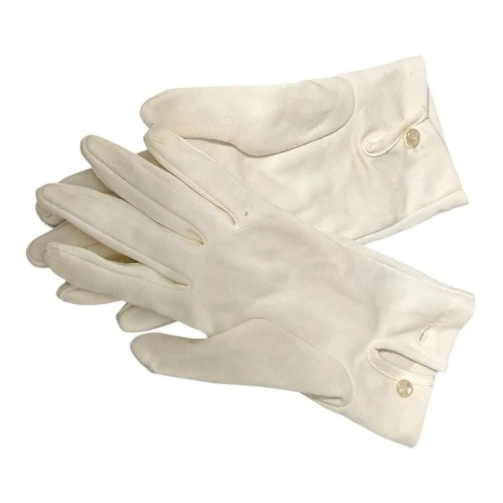 Elegant White Gloves with Button Detail vintage